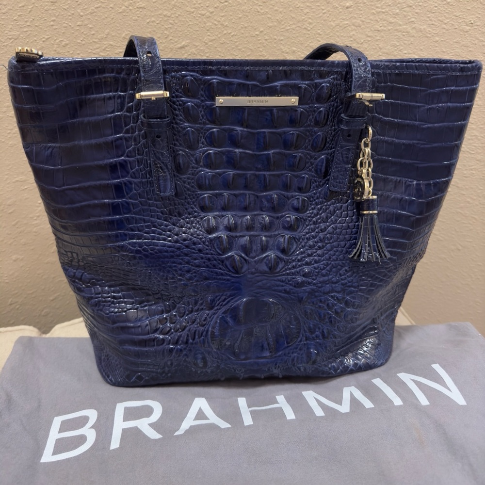 Brahmin Ezra Tote in Ink Navy